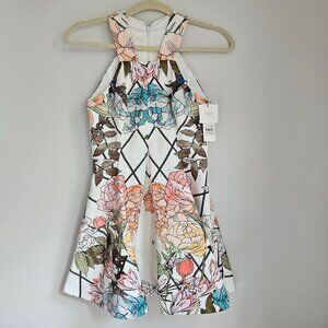 Keepsake The Label Hurricane Mini Dress, Ivory Diamond Floral, Size S